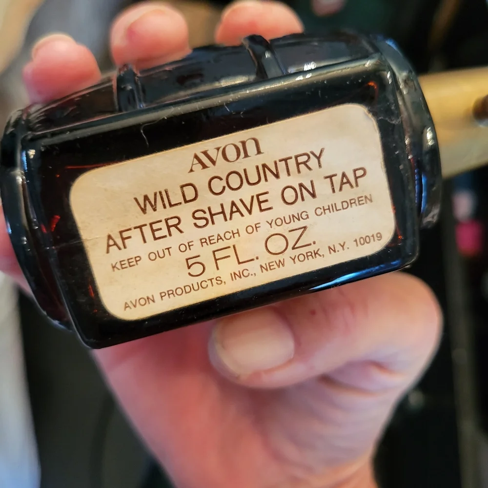 Avon Lot of 2 vintage wild country on tap cologne bottle & Leather